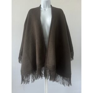 NWOT! Dark Taupe Alpaca Blend Poncho from Ecuador, Sz: OS (b38)